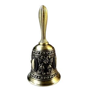 Ornately Embellished Brass Hand Bell 5" Tall